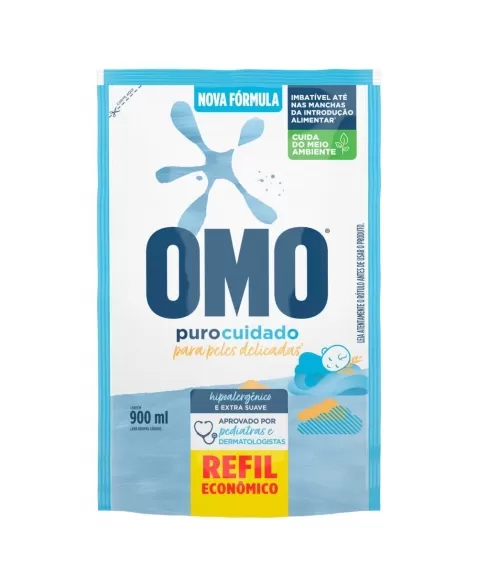 LAVA ROUPAS LIQUIDO OMO +PURO CUIDADO (SACHE) 900ML