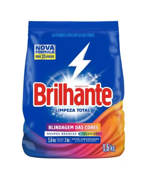 LAVA ROUPAS PÓ BRILHANTE LIMPEZA TOTAL (SACHE) 1.6KG