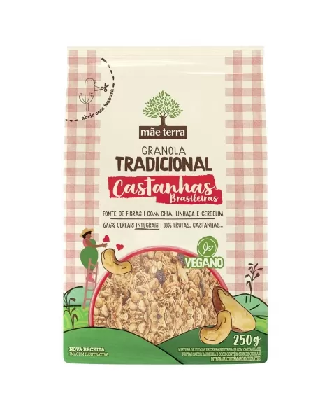 GRANOLA MÃE TERRA TRADICIONAL C/CASTANHAS 250G