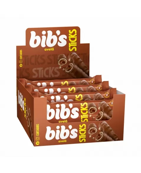 CHOCOLATE BIBS STICKS AVELÃ 16X32G