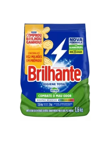 LAVA ROUPAS PÓ BRILHANTE HIGIENE TOTAL ANTIBACTERIAL (SACHE) 1.6KG