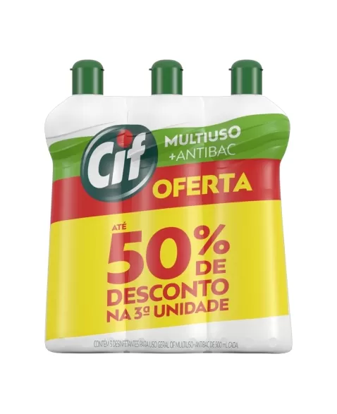 CIF MULT ANTIBAC 8X3X500ML 50% DESC 3UN