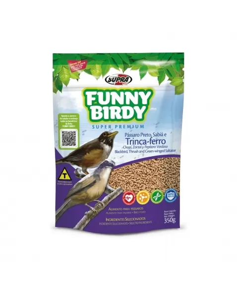 RAÇÃO FUNNY BIRDY PASSARO PRETO, SABIA E TRINCA-FERRO 350G