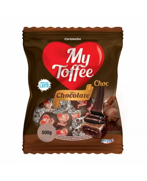 BALA MY TOFFEE CHOCOLATE C/RECHEIO CHOCOLATE 500G