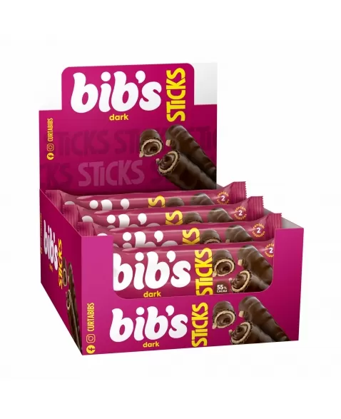 CHOCOLATE BIBS STICKS DARK 16X32G